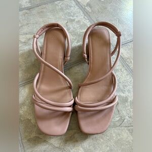 Nude Strappy Block Heel